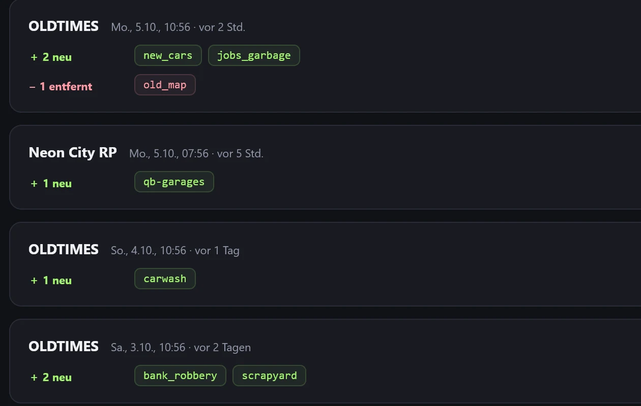 Server-Updates: OLDTIMES hat new_cars und jobs_garbage neu, old_map entfernt